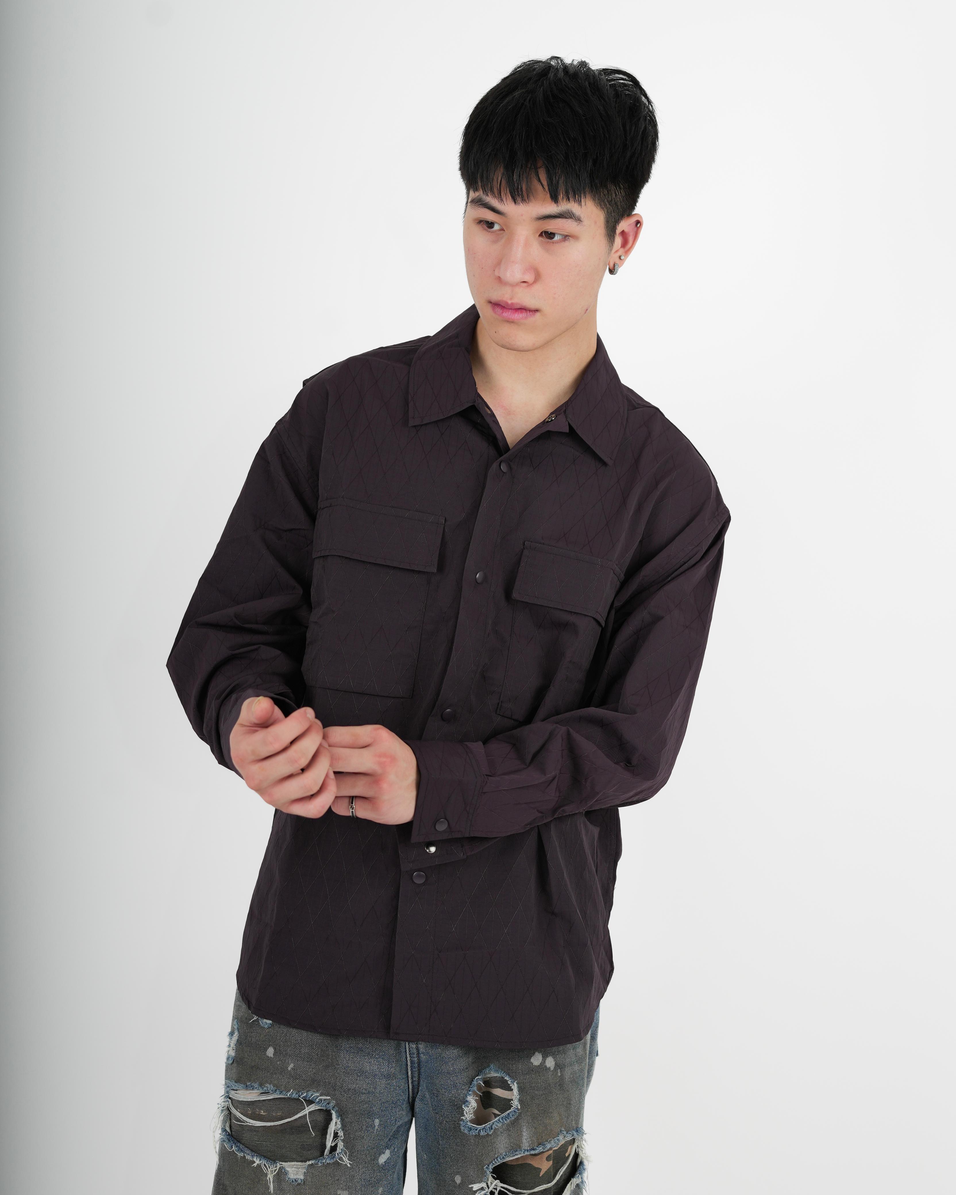 Dark Plum Quilted Overshirt