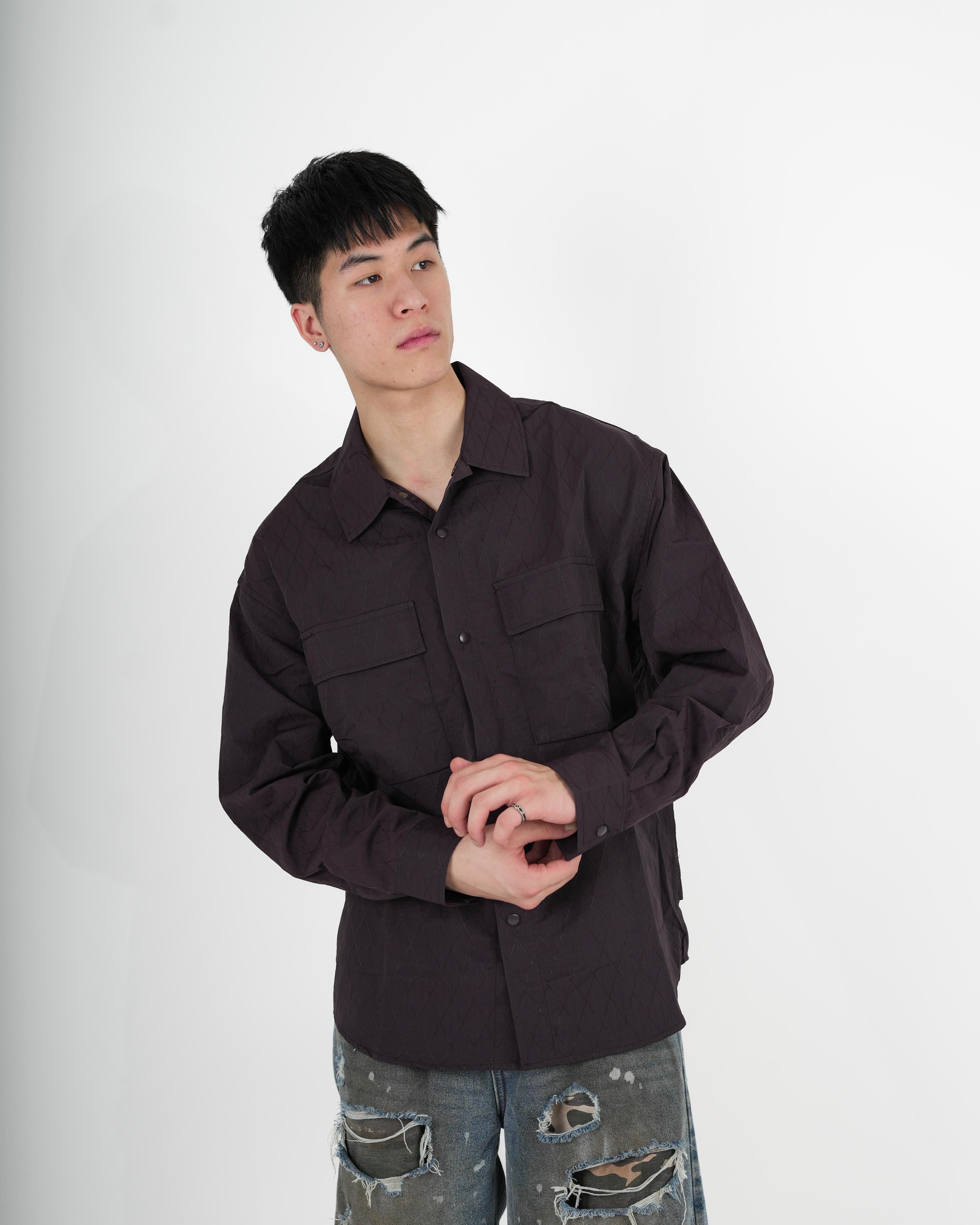 Dark Plum Quilted Overshirt