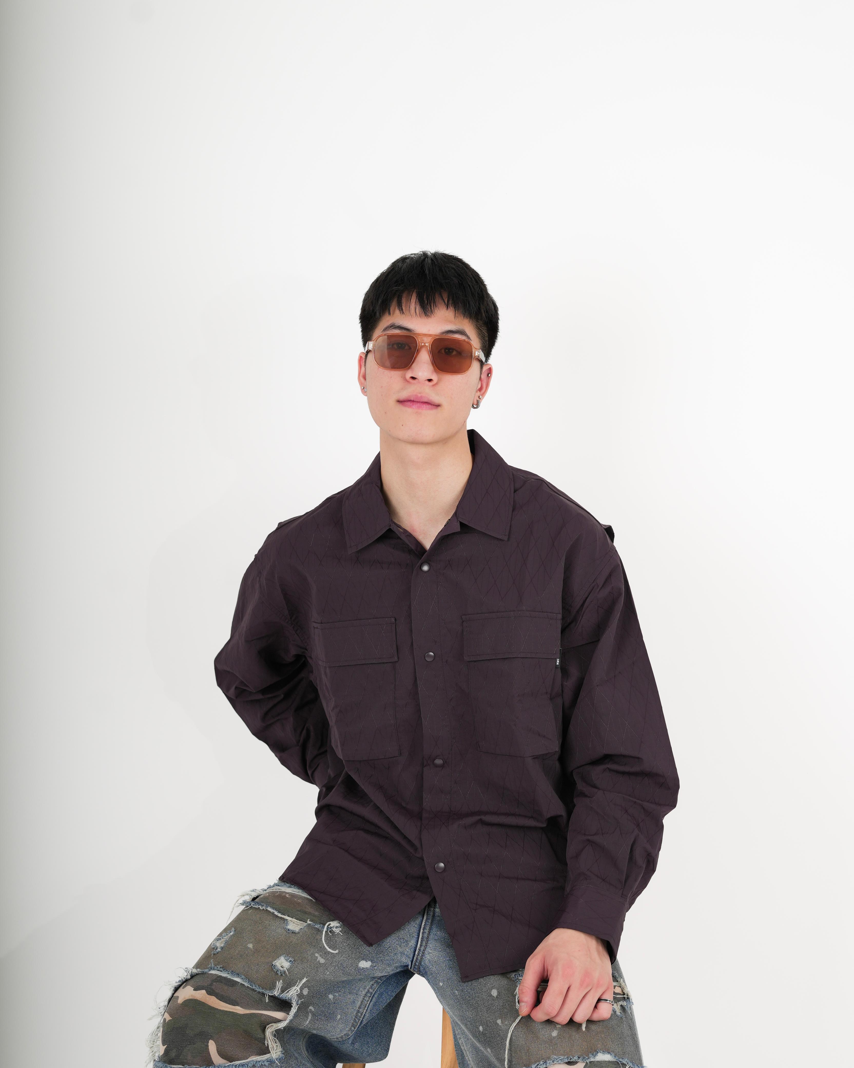 Dark Plum Quilted Overshirt