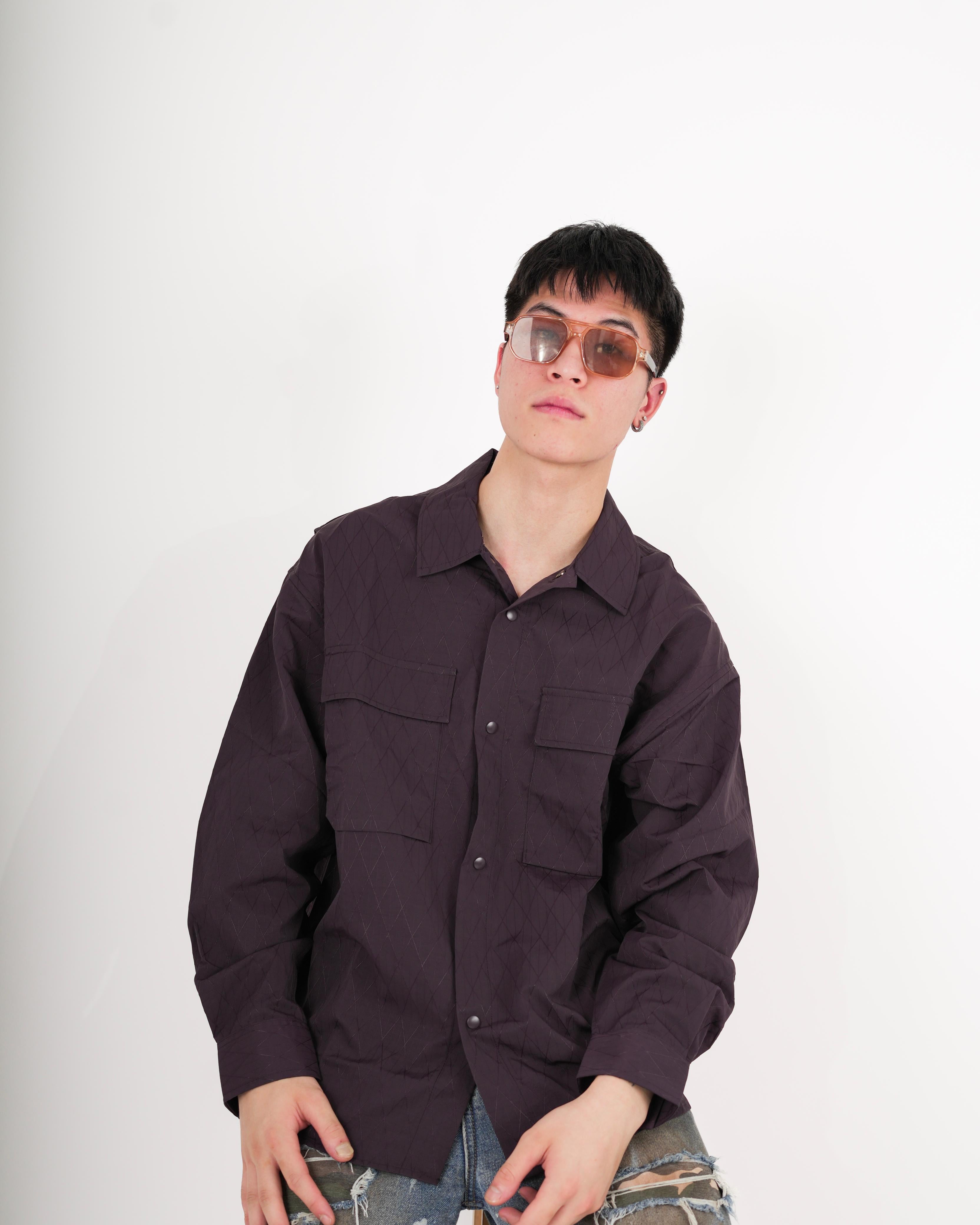 Dark Plum Quilted Overshirt