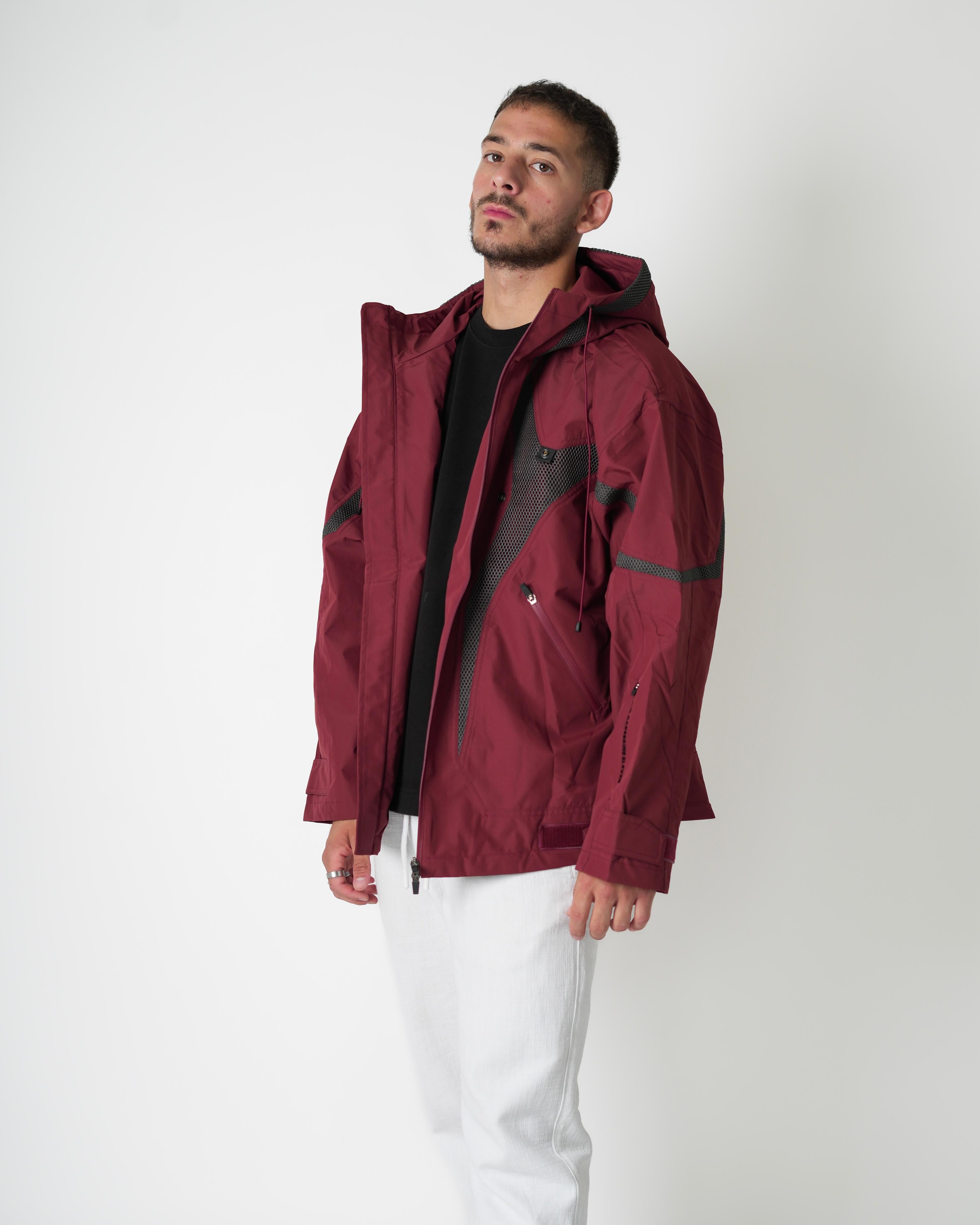 Maroon Technical Hooded Jacket