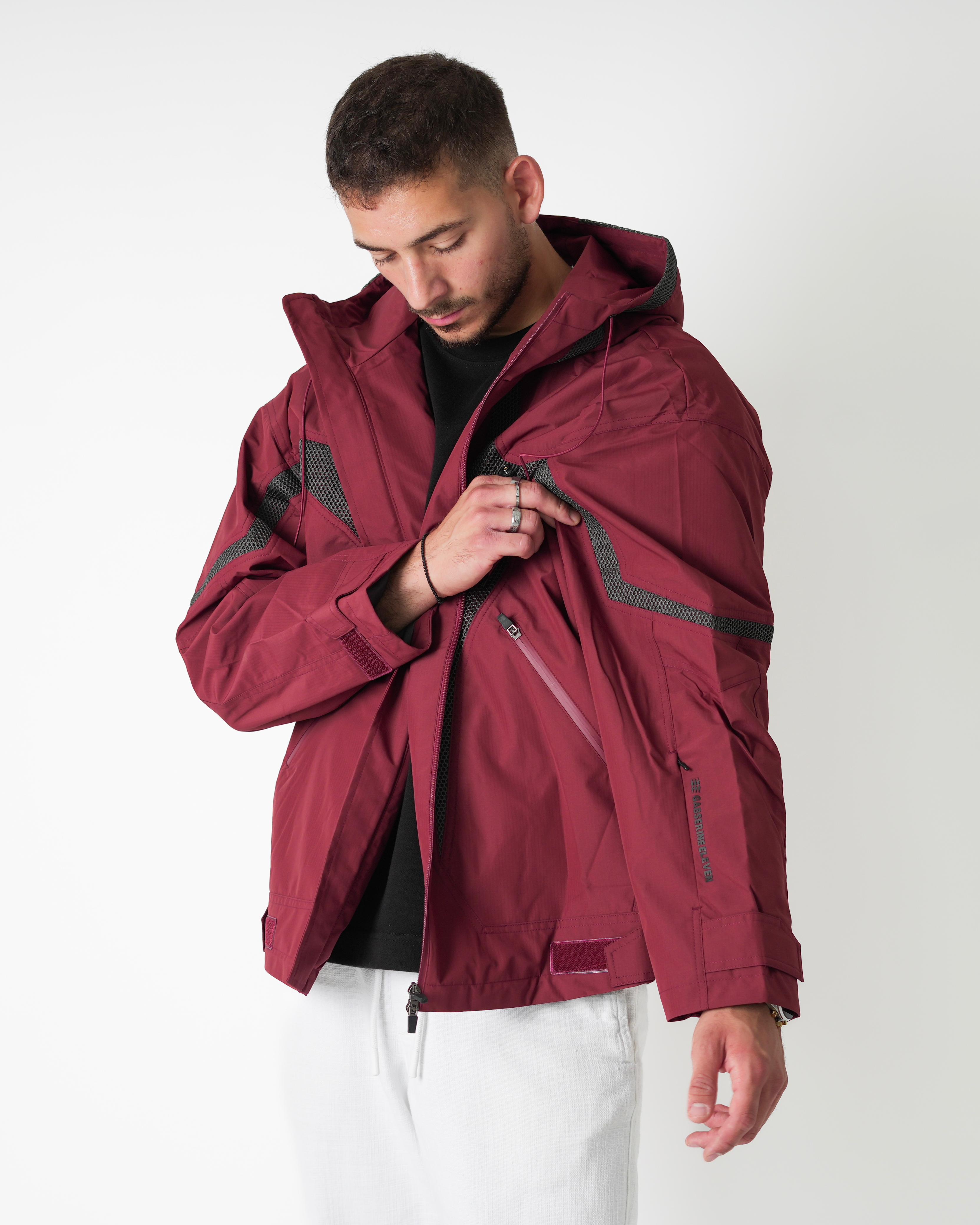 Maroon Technical Hooded Jacket
