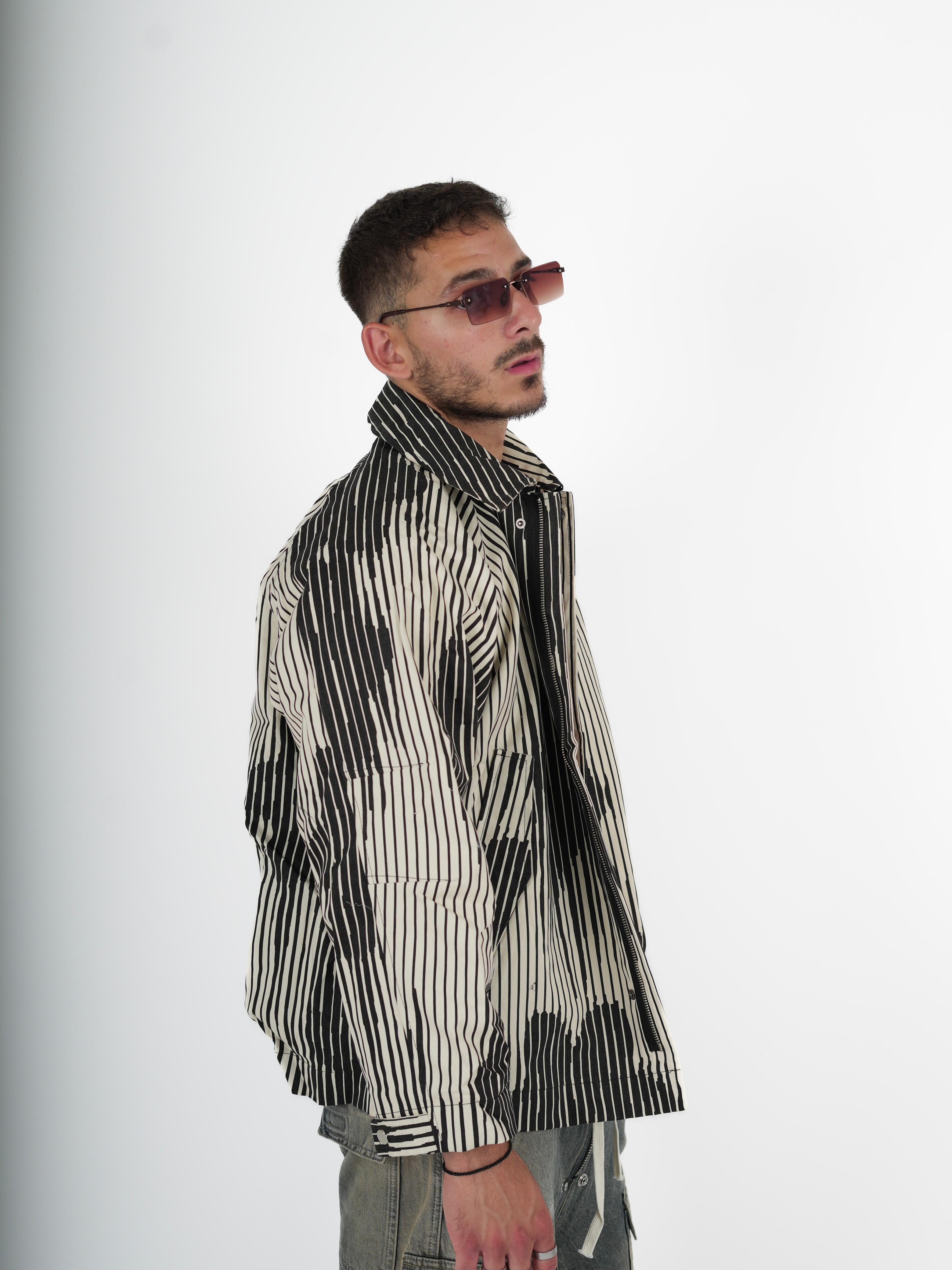 Monochrome Striped Overshirt Jacket