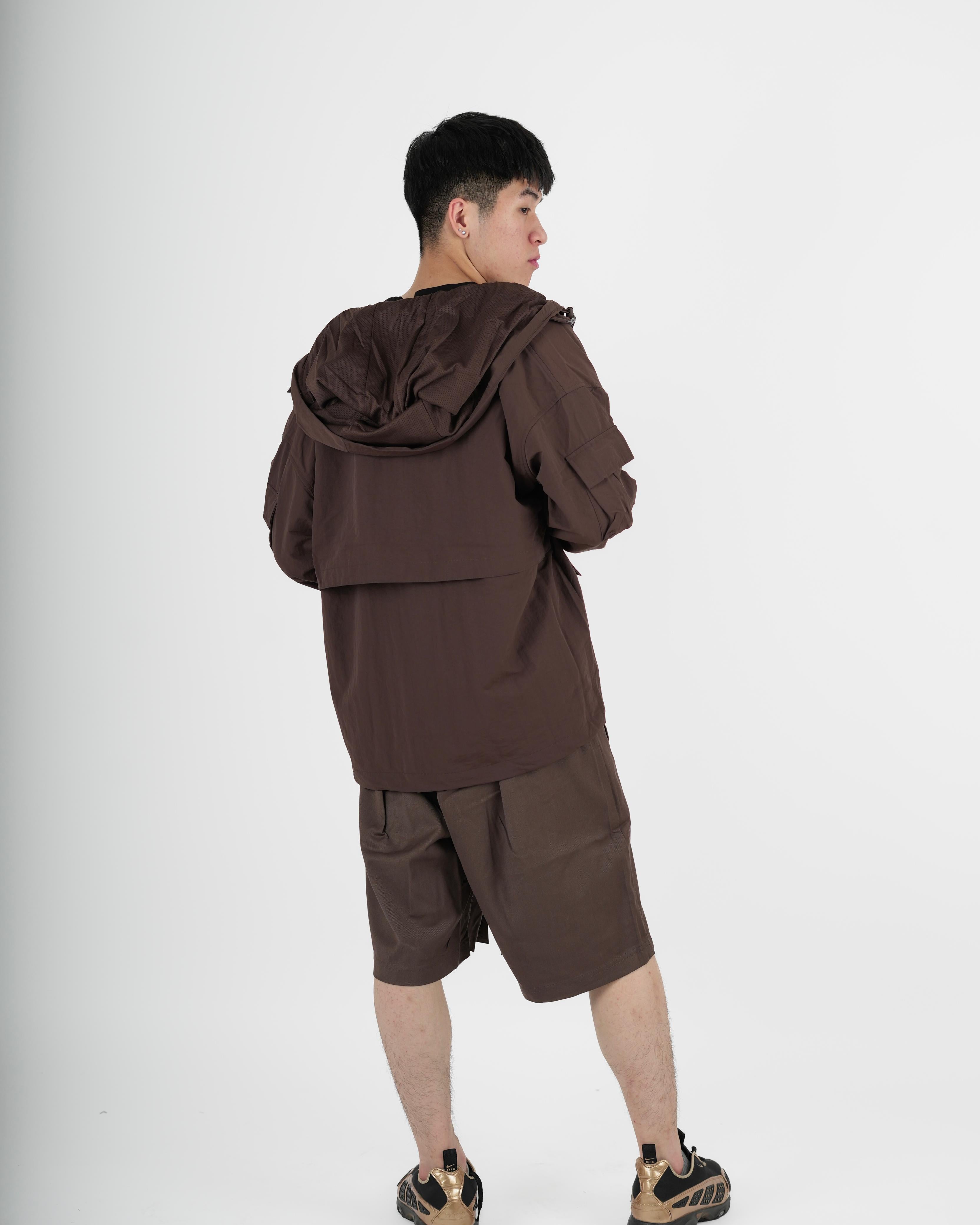 Relaxed Fit Brown Wrap Shorts