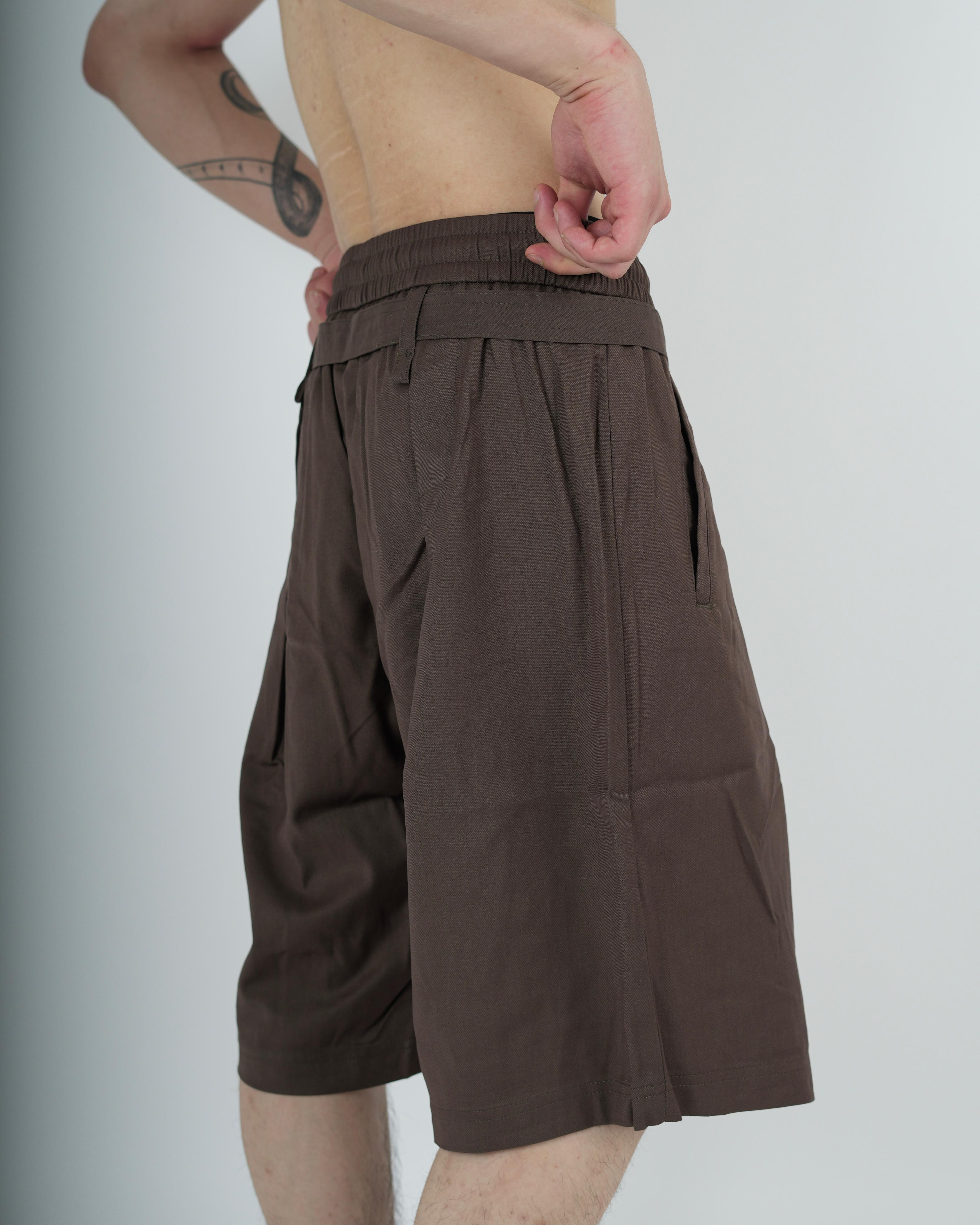 Relaxed Fit Brown Wrap Shorts