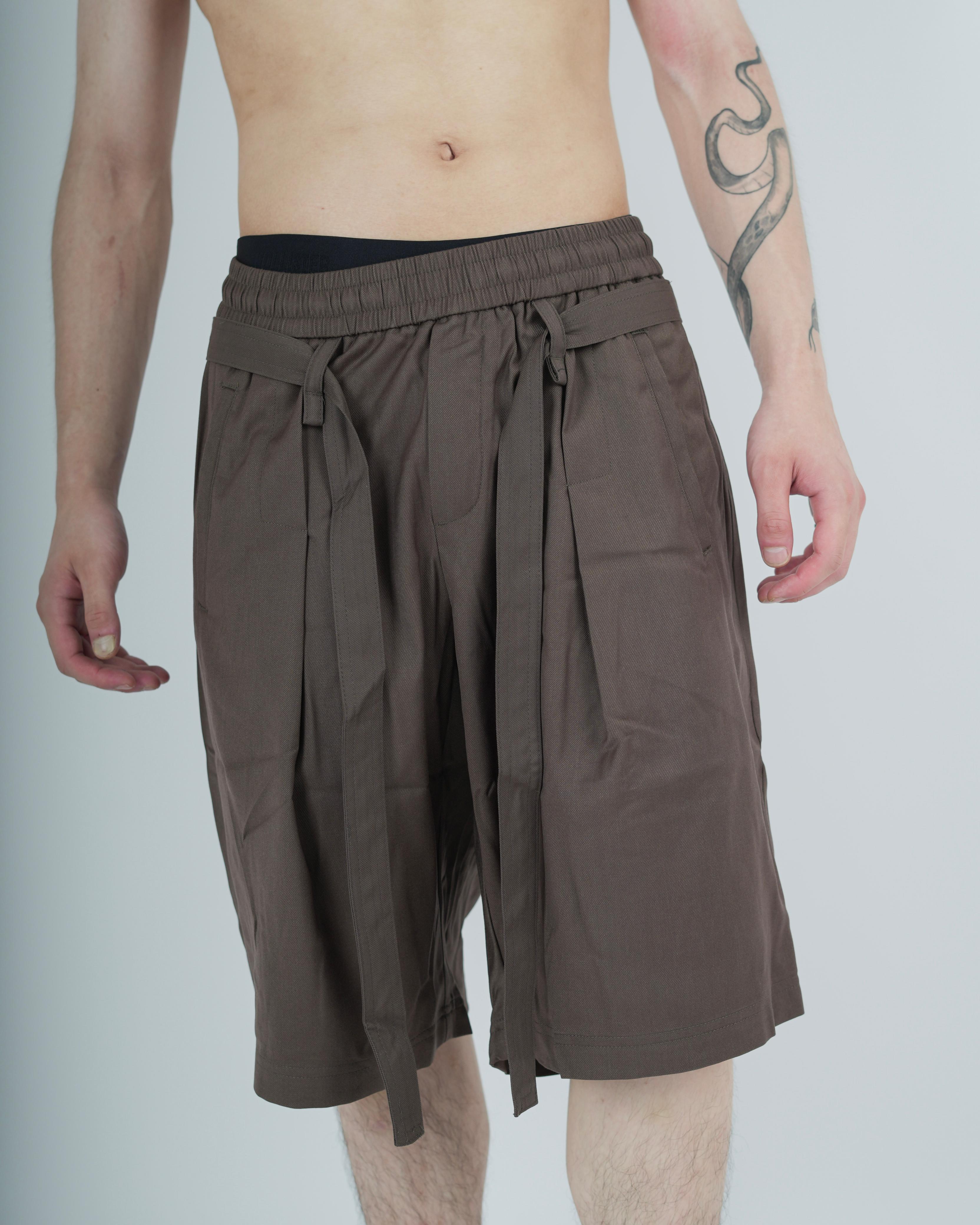 Relaxed Fit Brown Wrap Shorts