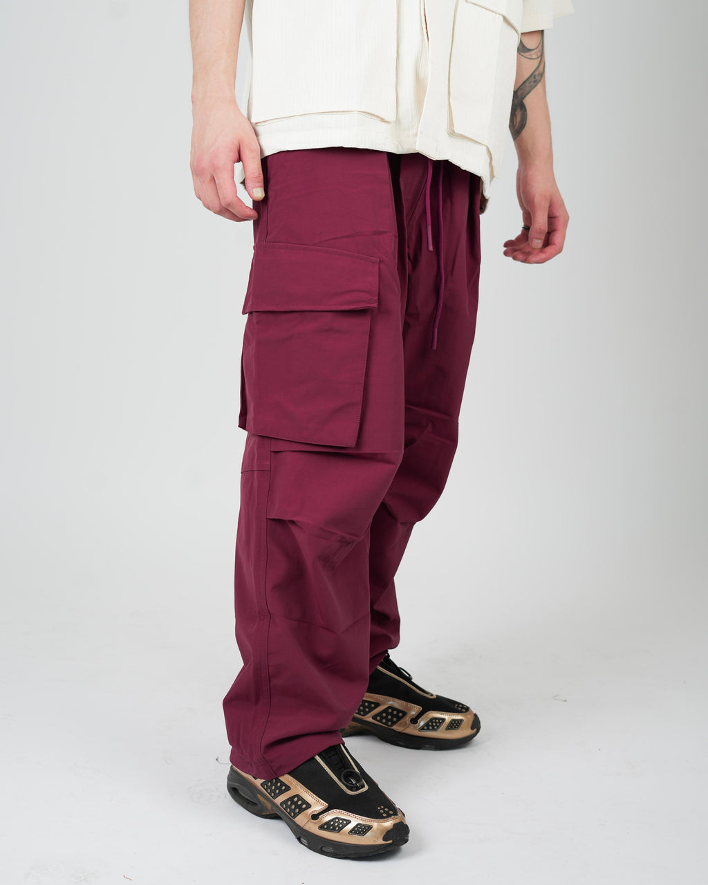 Burgundy Utility Cargo Pants