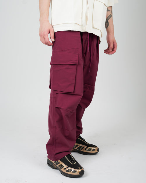 Burgundy Utility Cargo Pants