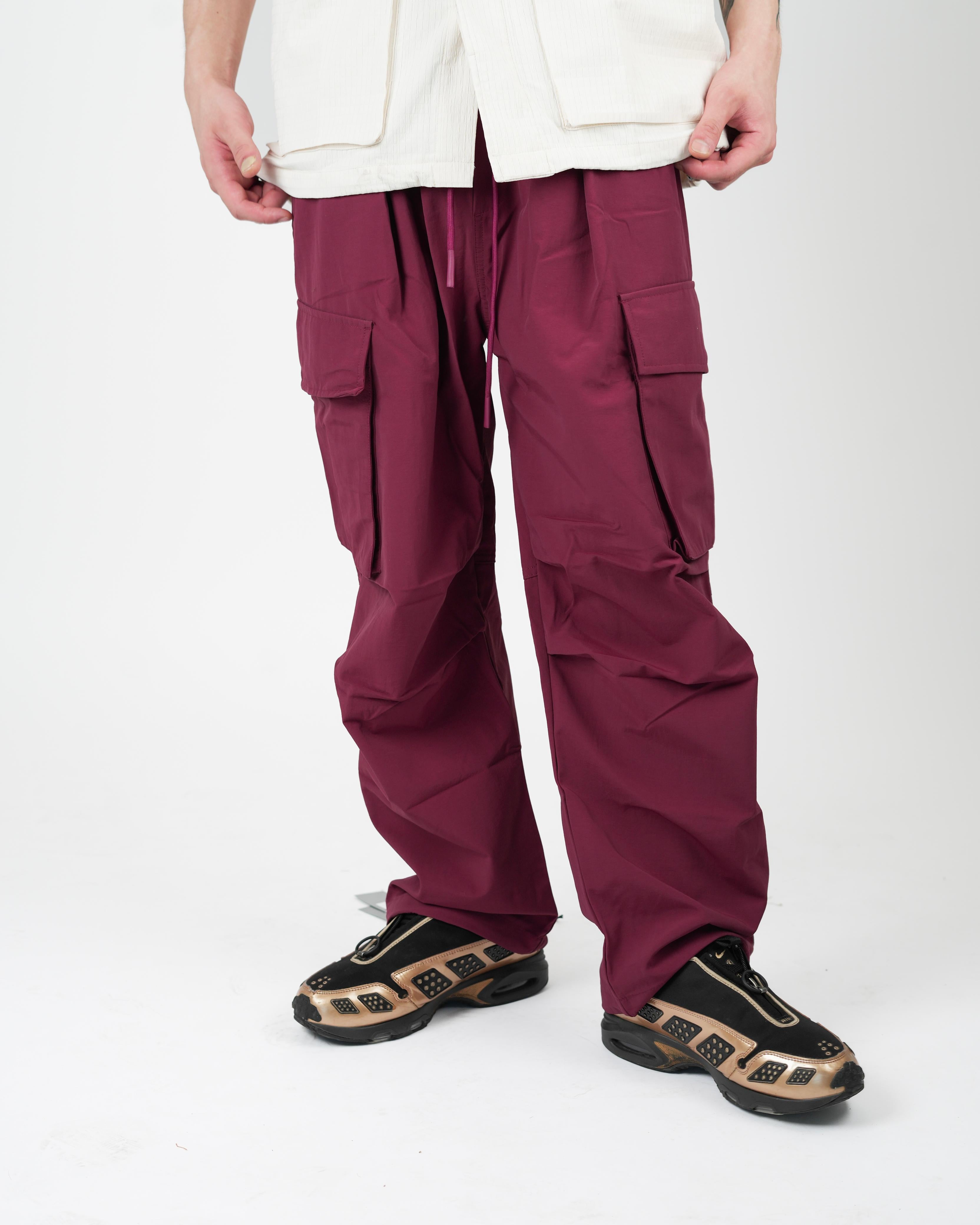 Burgundy Utility Cargo Pants