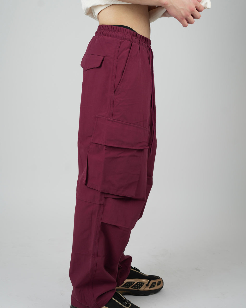Burgundy Utility Cargo Pants