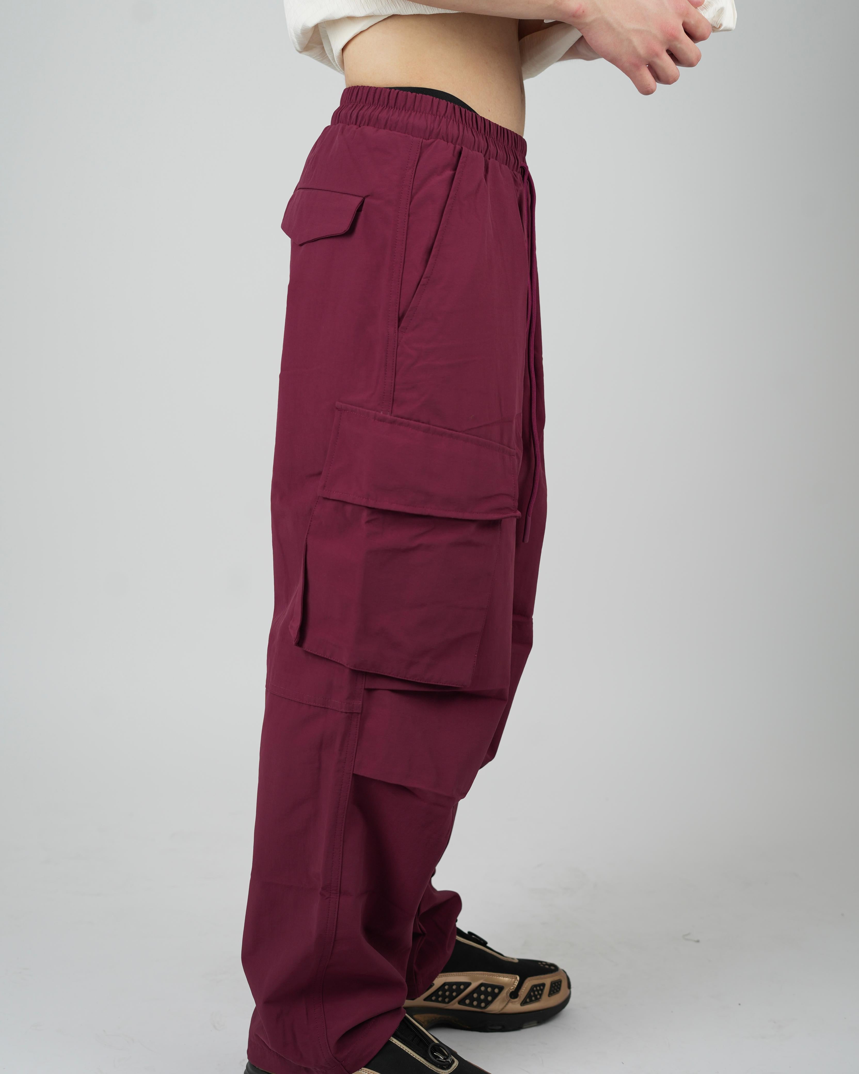 Burgundy Utility Cargo Pants