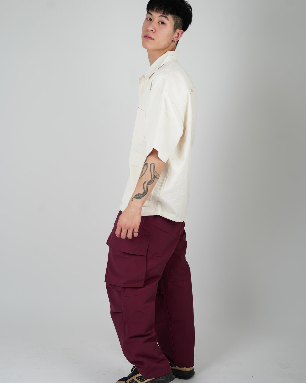 Burgundy Utility Cargo Pants